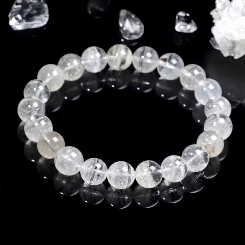 一圖一物 | #604 9.5mm 千層白幽靈水晶手鍊 異象水晶 淨化磁場