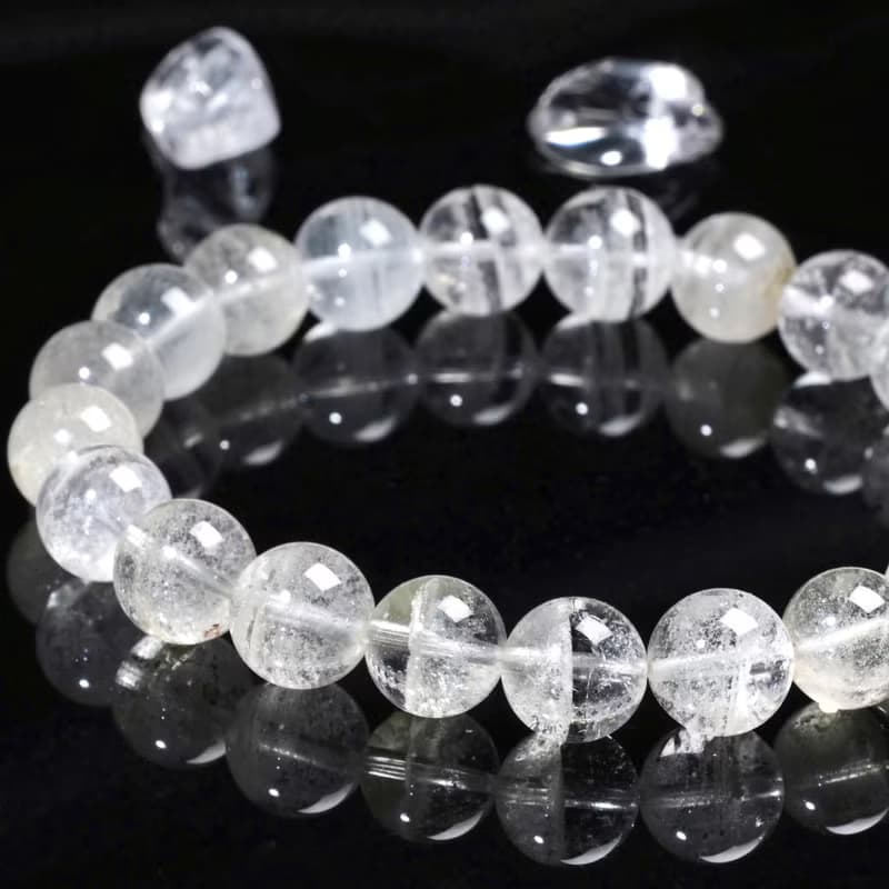 一圖一物 | #604 9.5mm 千層白幽靈水晶手鍊 異象水晶 淨化磁場