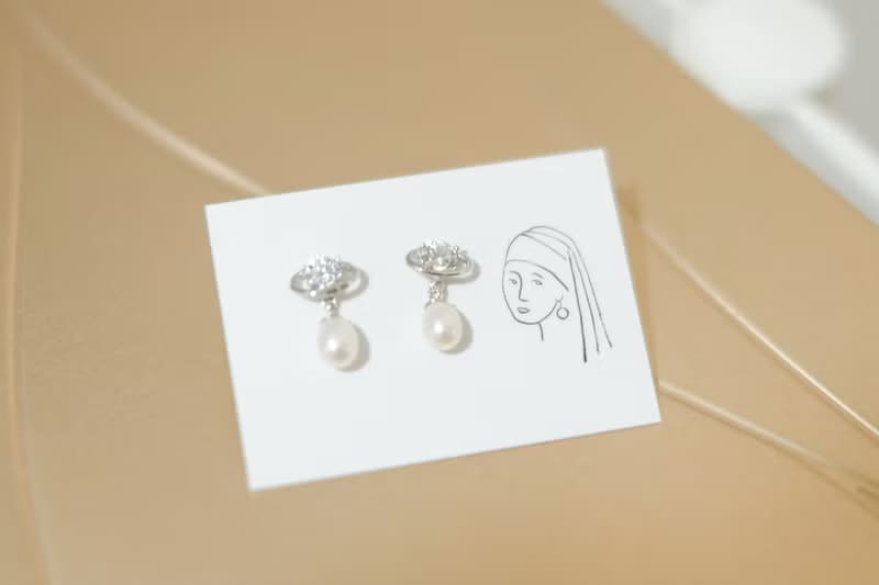 【Pinkoi 獨家發售】星星之環 天然淡水珍珠 全925純銀鋯石耳釘