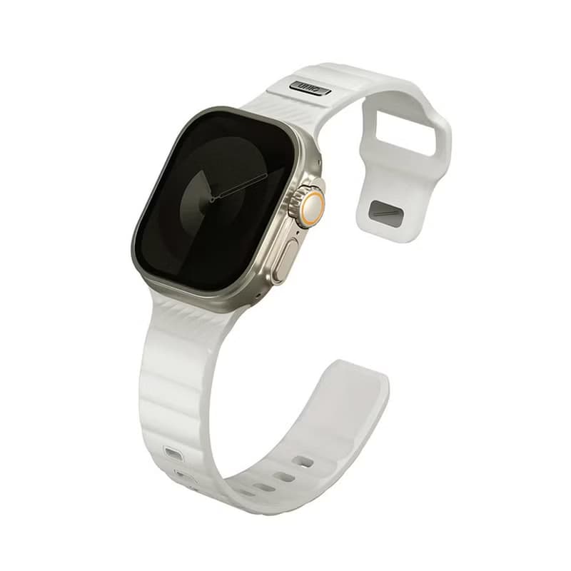 Apple Watch Stride SE 防水FKM橡膠不鏽鋼高質感錶帶 白色(夜光)
