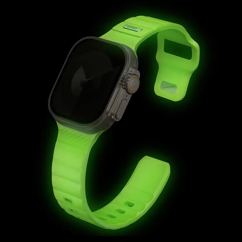 Apple Watch Stride SE 防水FKM橡膠不鏽鋼高質感錶帶 白色(夜光)