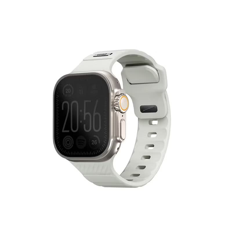 Apple Watch Stride SE 防水FKM橡膠不鏽鋼高質感錶帶 白色(夜光)