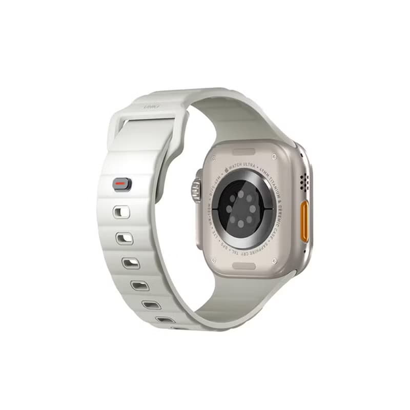 Apple Watch Stride SE 防水FKM橡膠不鏽鋼高質感錶帶 白色(夜光)