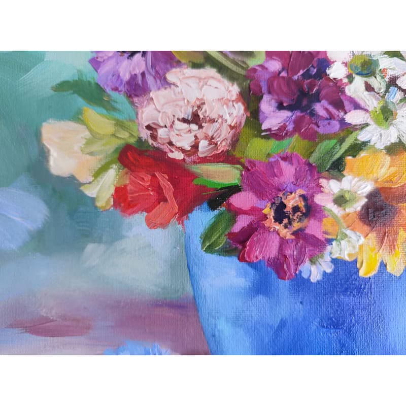 Wild Flowers Painting Flower Original Art Canvas Still life Oil Artwork Bouquet