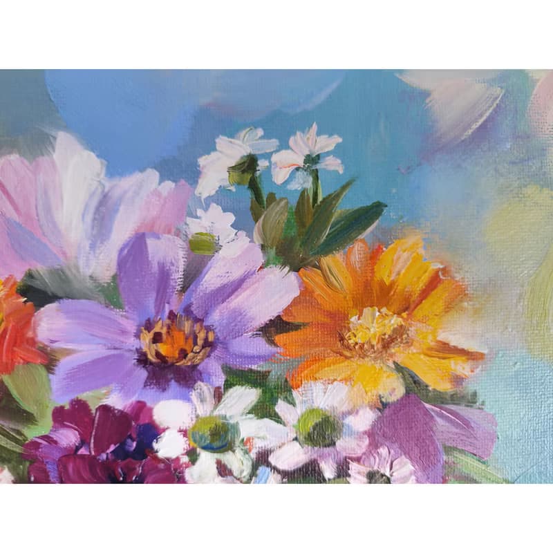 Wild Flowers Painting Flower Original Art Canvas Still life Oil Artwork Bouquet