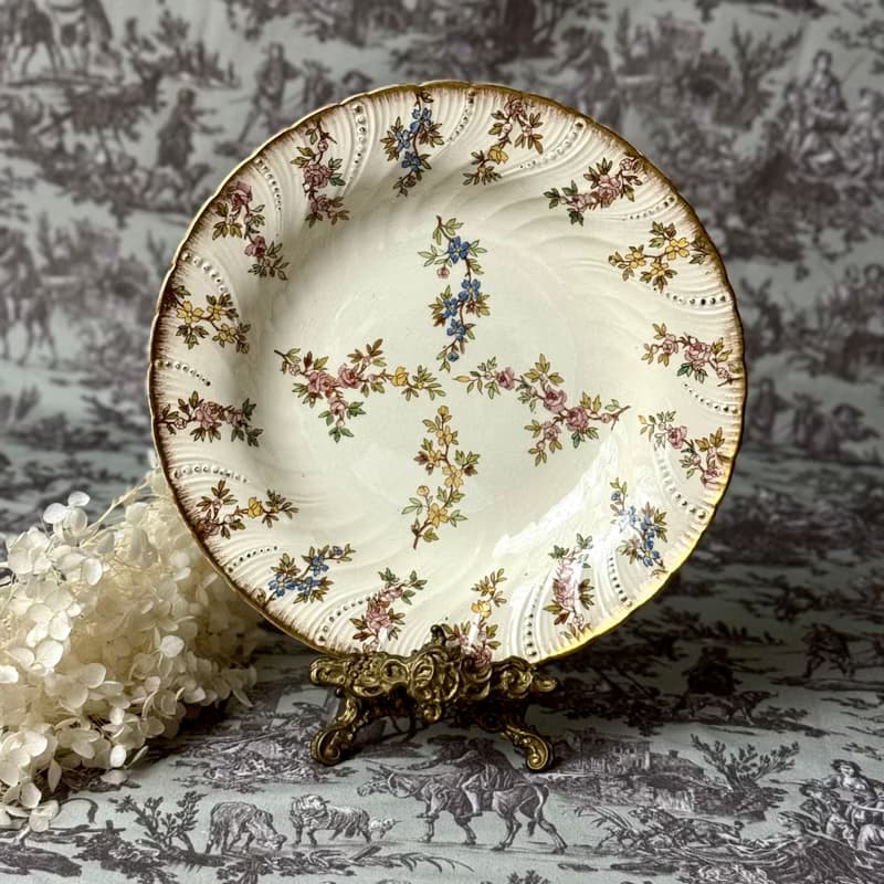 50744-絕美法國1880年代 Sarreguemines Louis XV 皇室貴族瓷盤