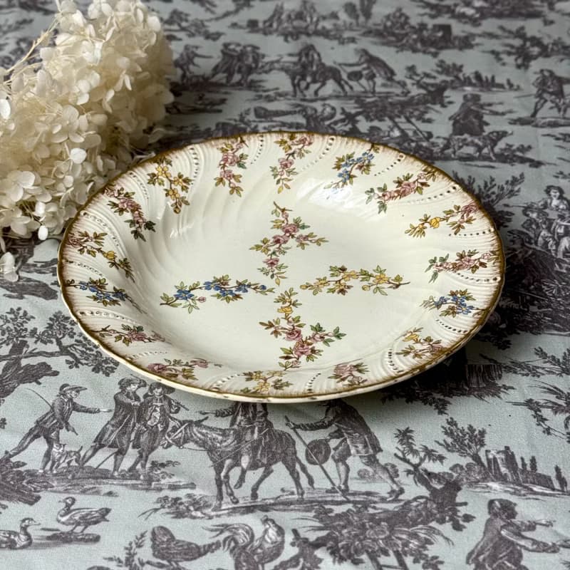 50744-絕美法國1880年代 Sarreguemines Louis XV 皇室貴族瓷盤