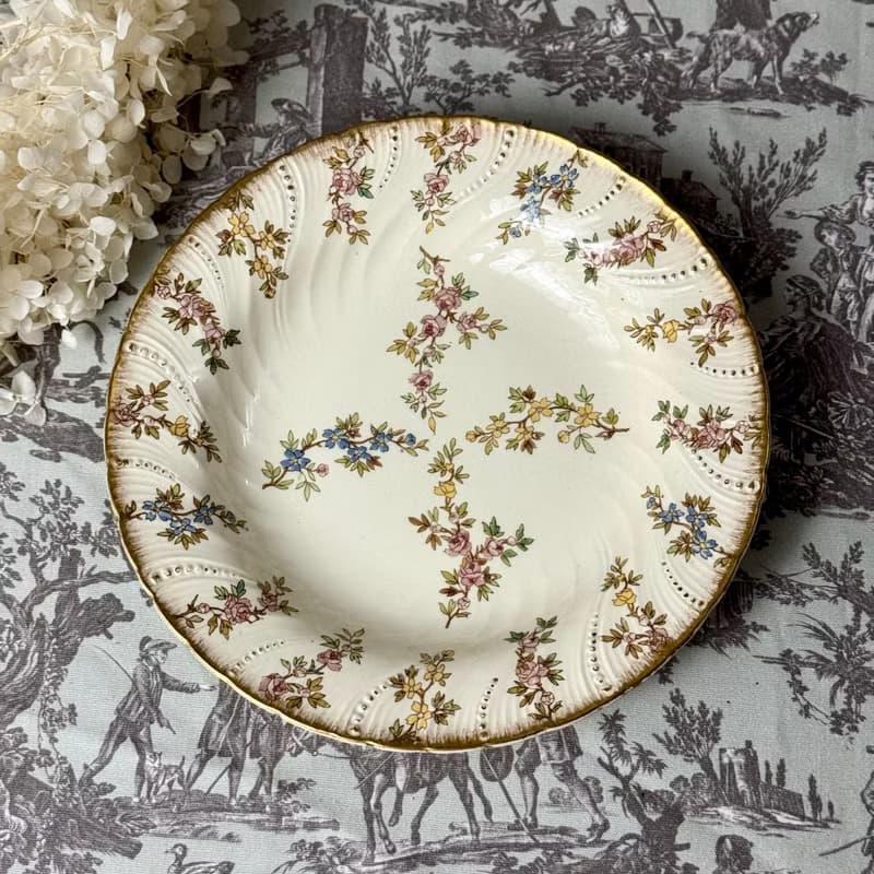 50744-絕美法國1880年代 Sarreguemines Louis XV 皇室貴族瓷盤