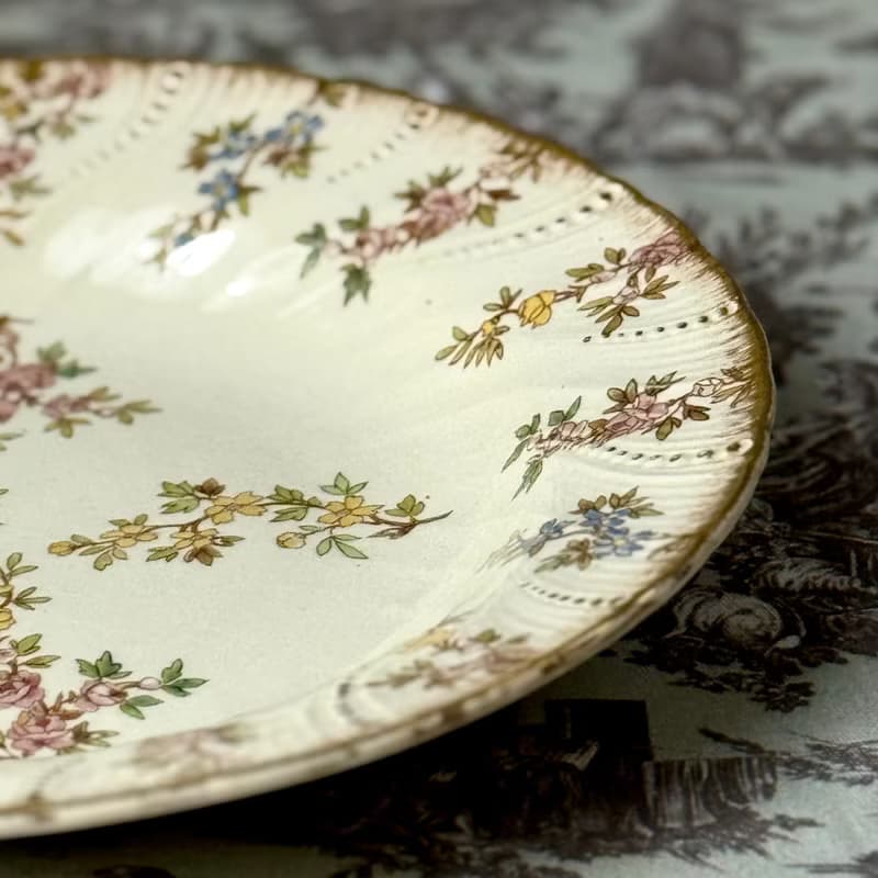 50744-絕美法國1880年代 Sarreguemines Louis XV 皇室貴族瓷盤