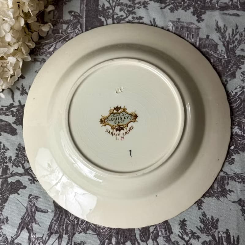 50744-絕美法國1880年代 Sarreguemines Louis XV 皇室貴族瓷盤