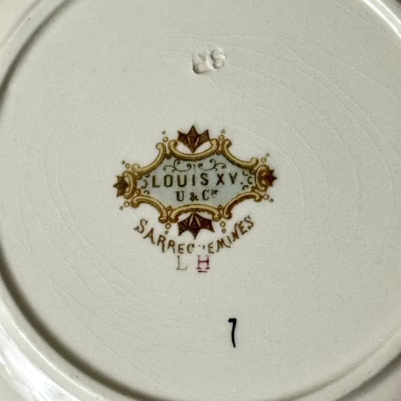 50744-絕美法國1880年代 Sarreguemines Louis XV 皇室貴族瓷盤