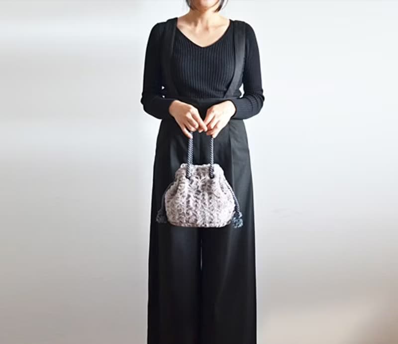 数量限定 高級エコファーマリンバッグ　ラベンダーグレージュ