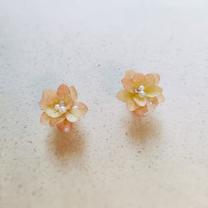 日本大地農園重瓣繡球花/多層立體花/925純銀耳環/蚊香耳夾