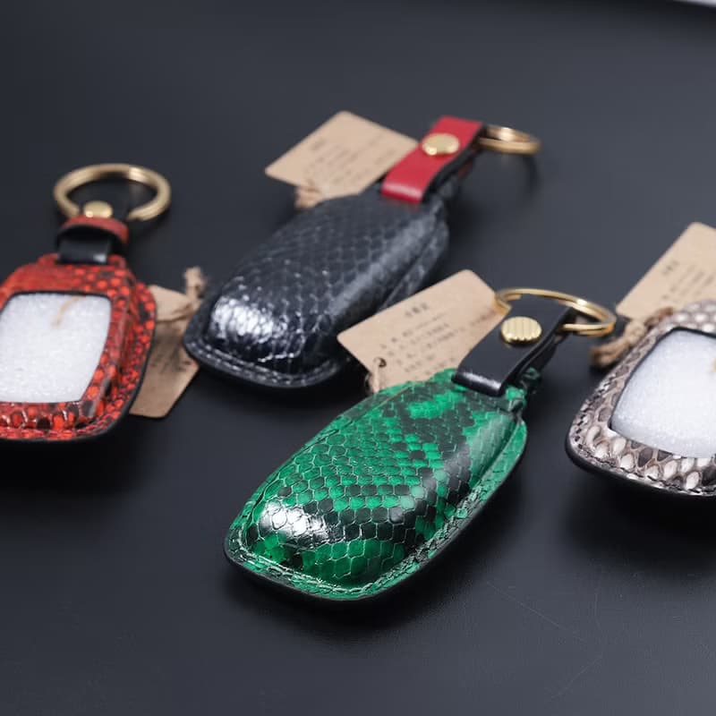 【瘋匠訂制】汽車鑰匙包套 For Benz奔馳 進口芒蛇眼鏡蛇鱷魚皮