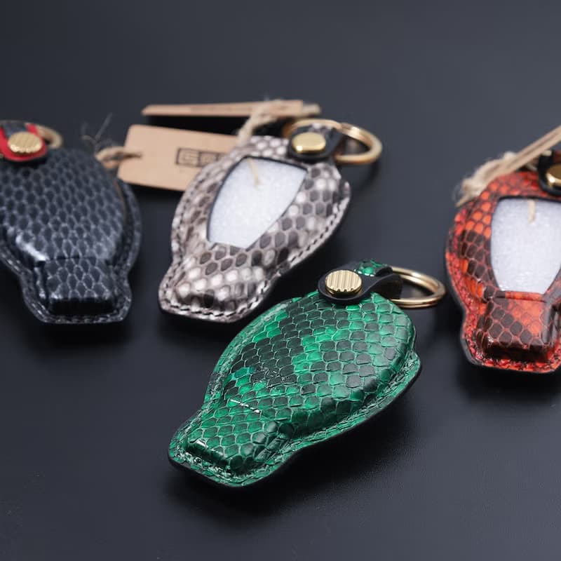 【瘋匠訂制】汽車鑰匙包套 For Benz奔馳 進口芒蛇眼鏡蛇鱷魚皮