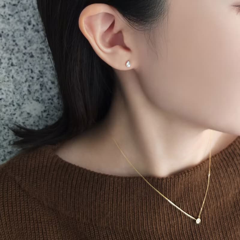 【Second Earrings】 鉑金輻射線露珠耳環