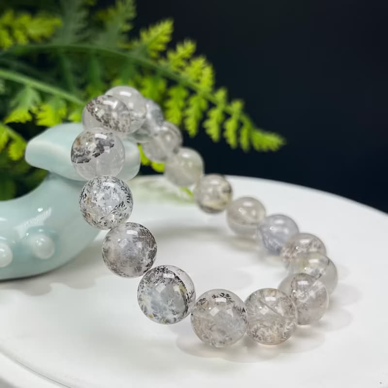 高品質 天然小樹水晶手串 異象景觀半盆發財樹 軟錳礦手錬 12.5mm