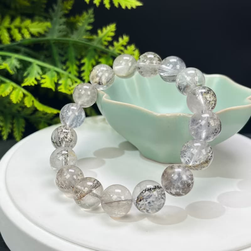 高品質 天然小樹水晶手串 異象景觀半盆發財樹 軟錳礦手錬 12.5mm