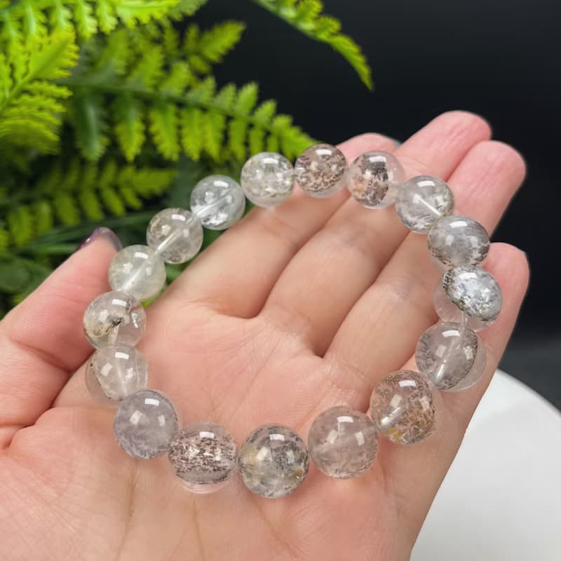 高品質 天然小樹水晶手串 異象景觀半盆發財樹 軟錳礦手錬 12.5mm