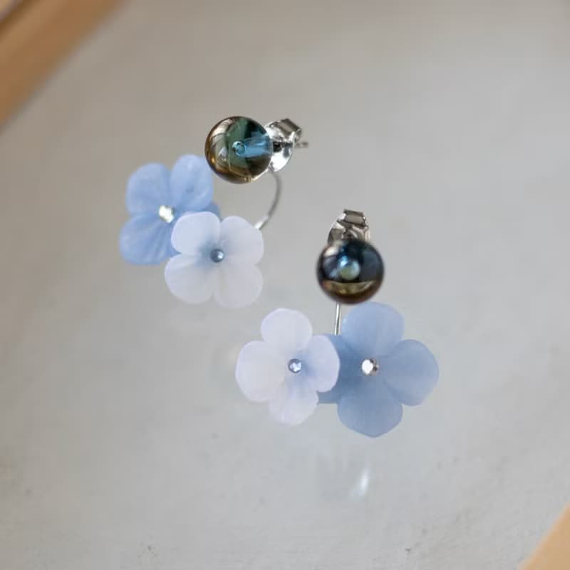 繡球花 軟陶耳環 / 耳夾 / 耳針