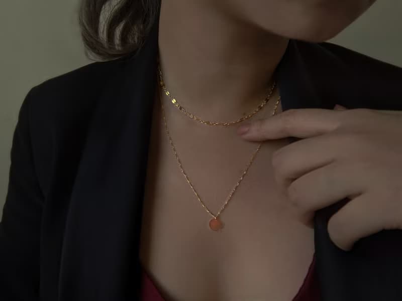 疊搭 • 歐美 • 簡約  美國14k注金嘴唇/親吻鍊 項鍊 │水洗不褪