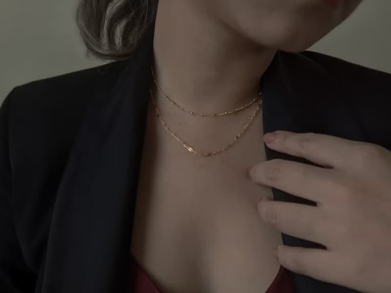 疊搭 • 歐美 • 簡約  美國14k注金嘴唇/親吻鍊 項鍊 │水洗不褪