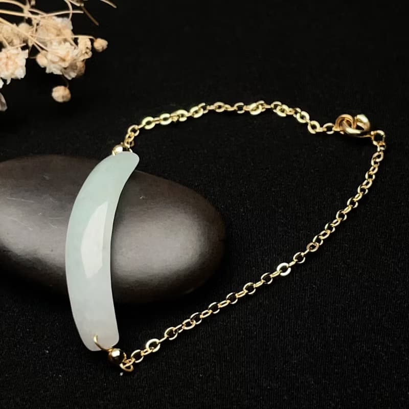 冰糯飄綠翡翠無事牌14K金手鍊 | 天然緬甸玉翡翠A貨 | 送禮