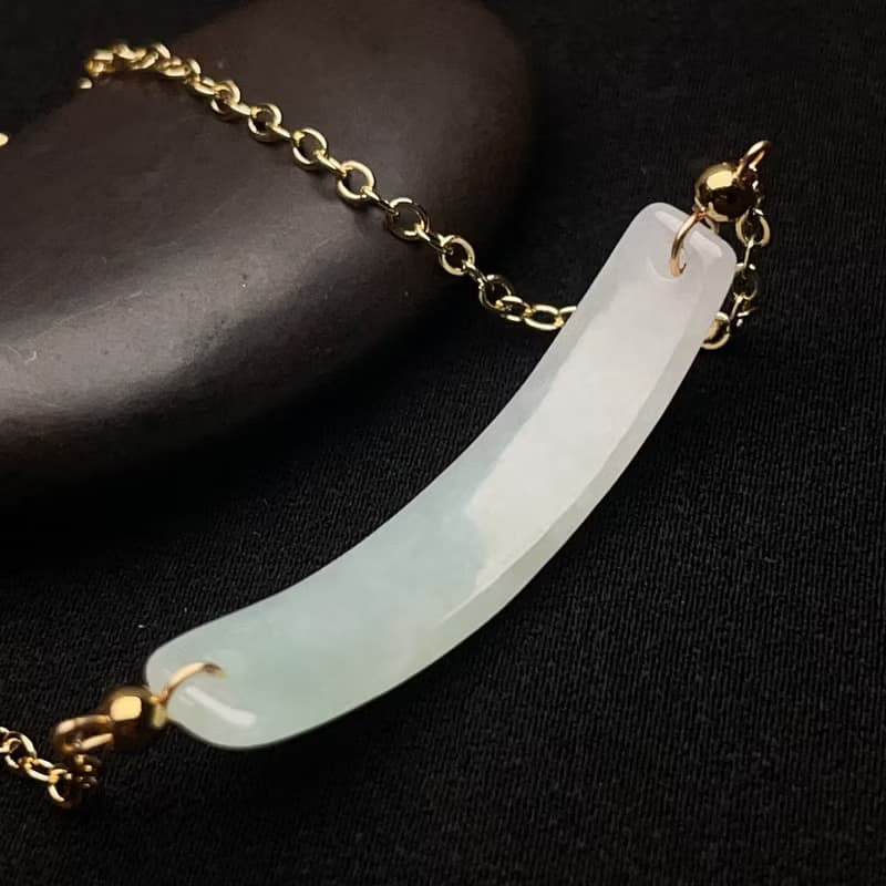 冰糯飄綠翡翠無事牌14K金手鍊 | 天然緬甸玉翡翠A貨 | 送禮