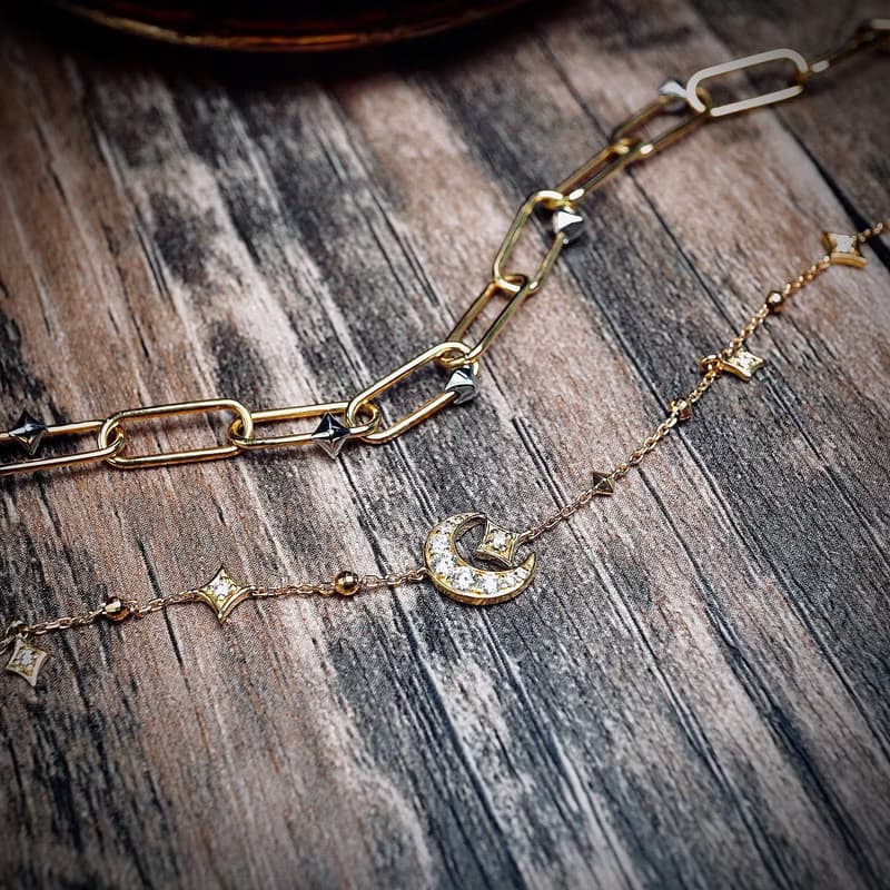 18K彎彎月亮鑽石手鏈