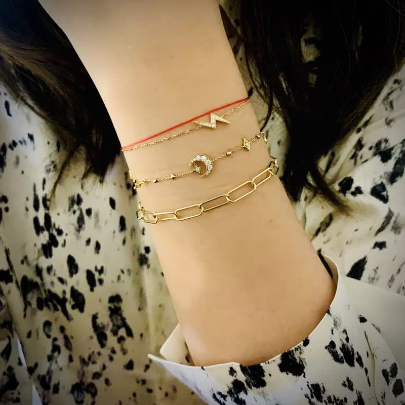 18K彎彎月亮鑽石手鏈