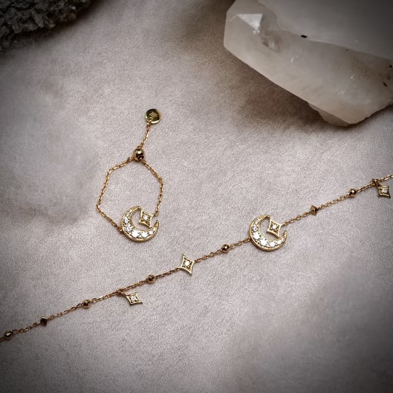 18K彎彎月亮鑽石手鏈