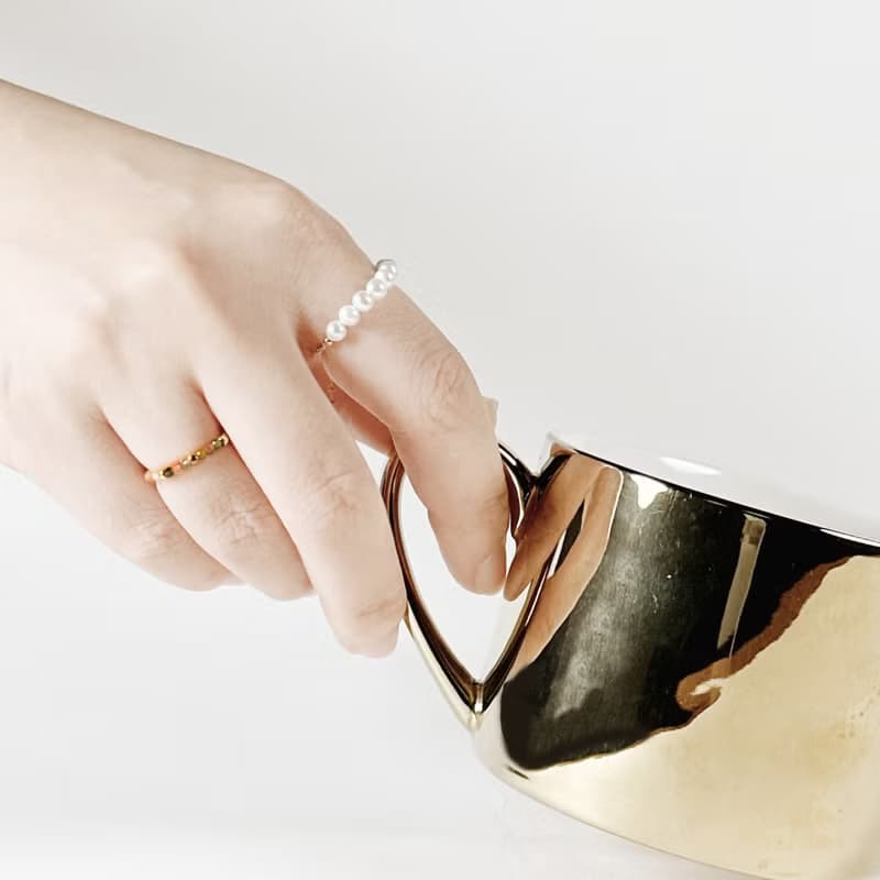 天然碧璽316醫療鋼鍊戒/14K金色 寶石戒指 可調式戒圍 不鏽鋼