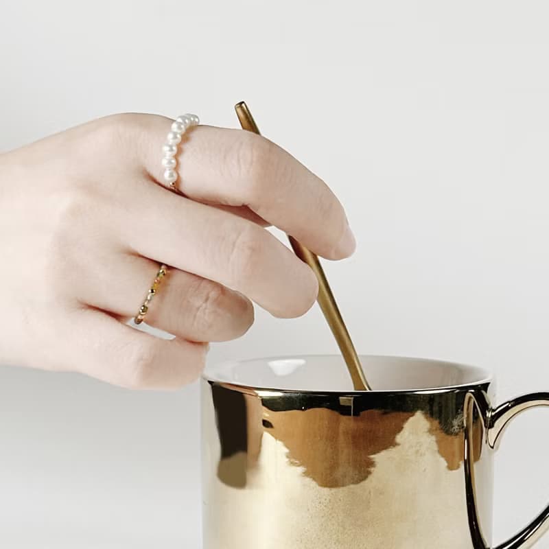 天然碧璽316醫療鋼鍊戒/14K金色 寶石戒指 可調式戒圍 不鏽鋼