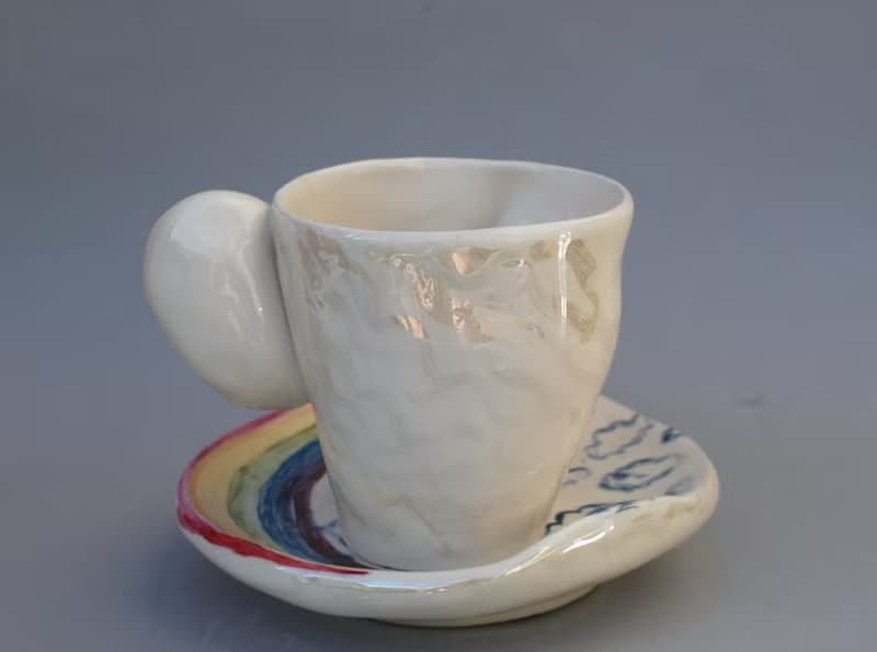 茶杯碟套裝吻陶瓷藝術品超現實主義臉杯瓷器套裝