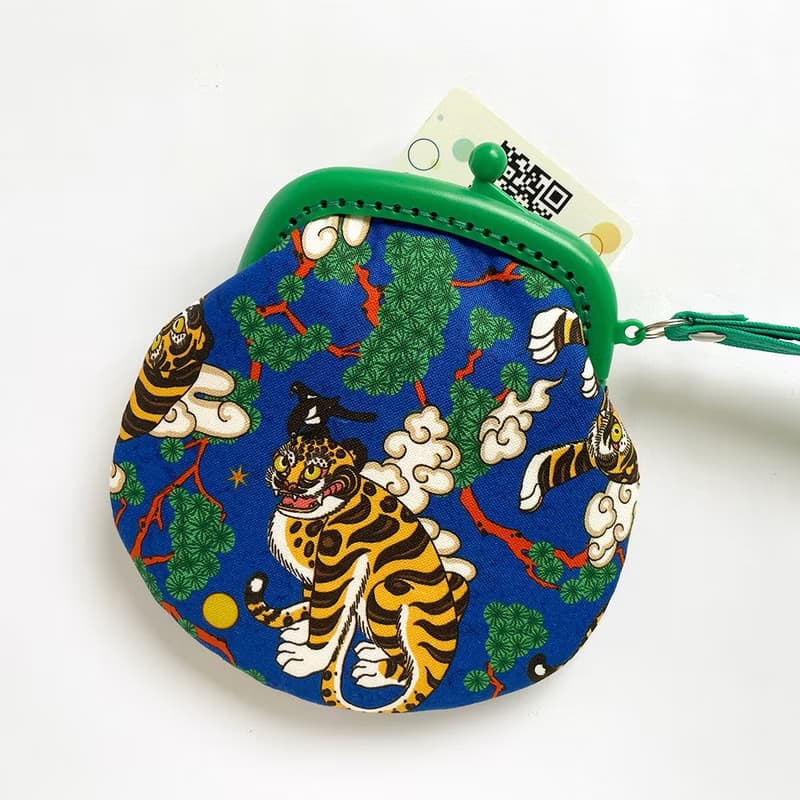 韓國印花棉布輕量感塑膠口金迷你包/零錢包