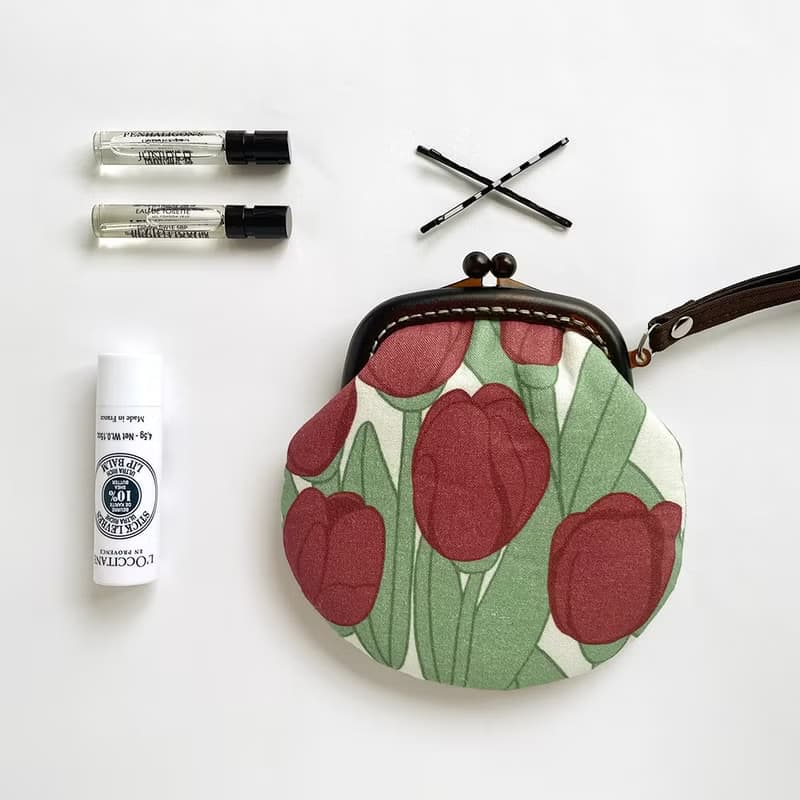 韓國印花棉布輕量感塑膠口金迷你包/零錢包