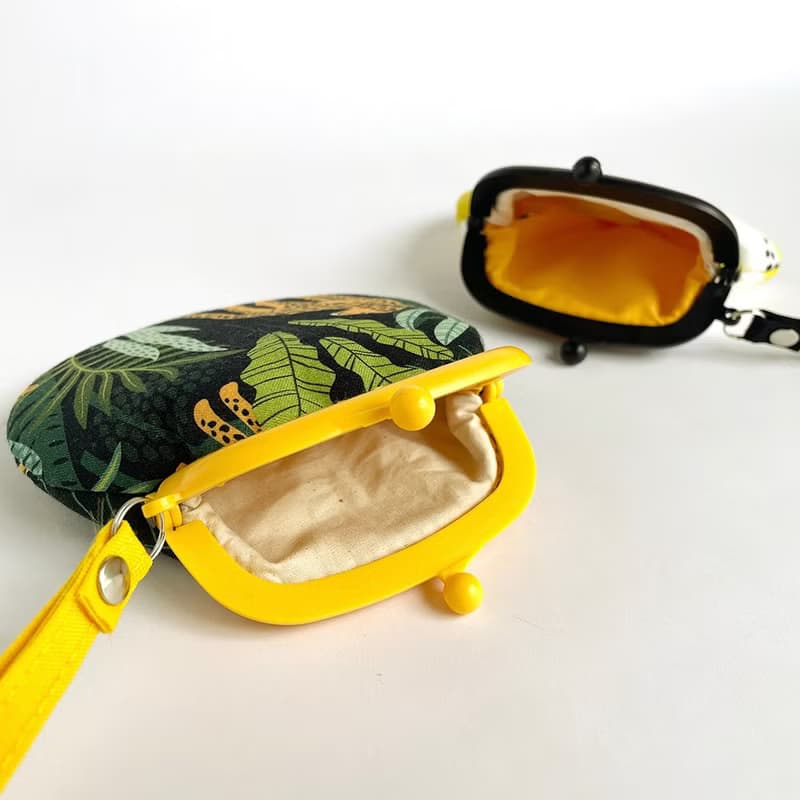 韓國印花棉布輕量感塑膠口金迷你包/零錢包