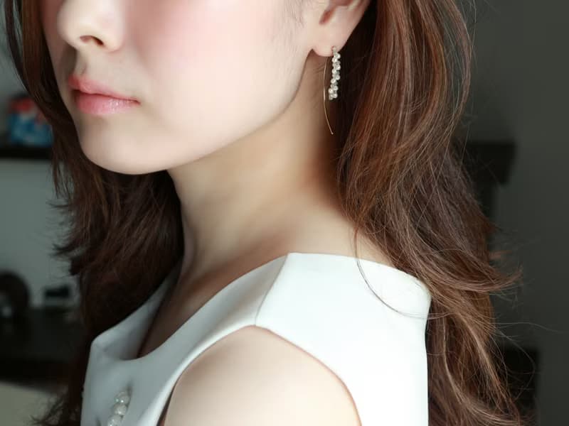 14kgf-labradorite and pearl  marquis pierced earrings