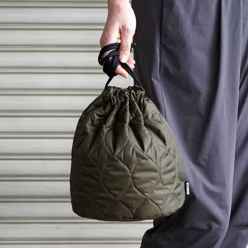 Ecorip-dew ドローストリングバッグ (M) 保冷 保温 軽量 撥水 丸洗い可能 折り畳み可能 バッグインバッグ アウトドア 通勤 散歩 日本製