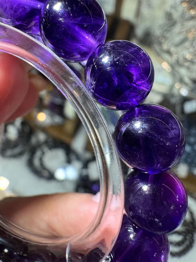 小精品烏拉圭濃色紫水晶手珠10.5-7mm智慧之石與貴人緣廣結人緣
