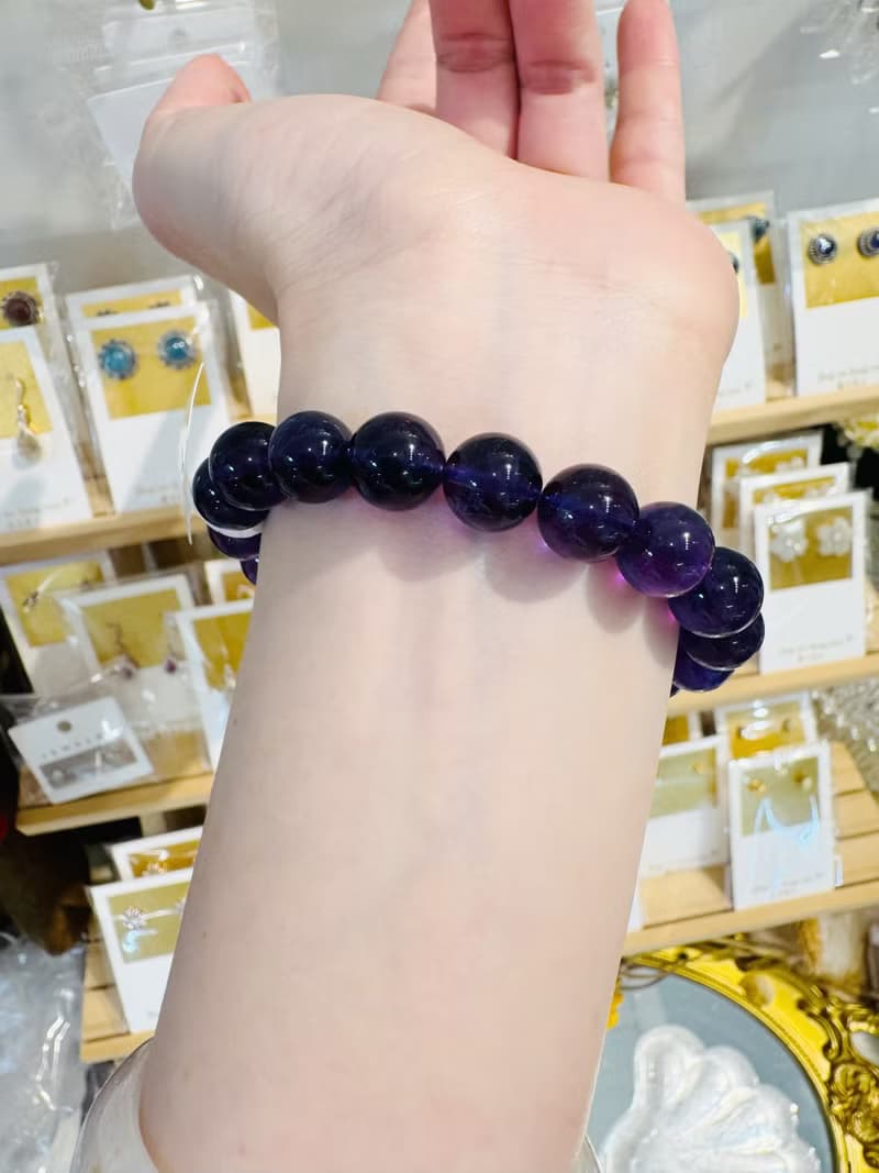 小精品烏拉圭濃色紫水晶手珠10.5-7mm智慧之石與貴人緣廣結人緣