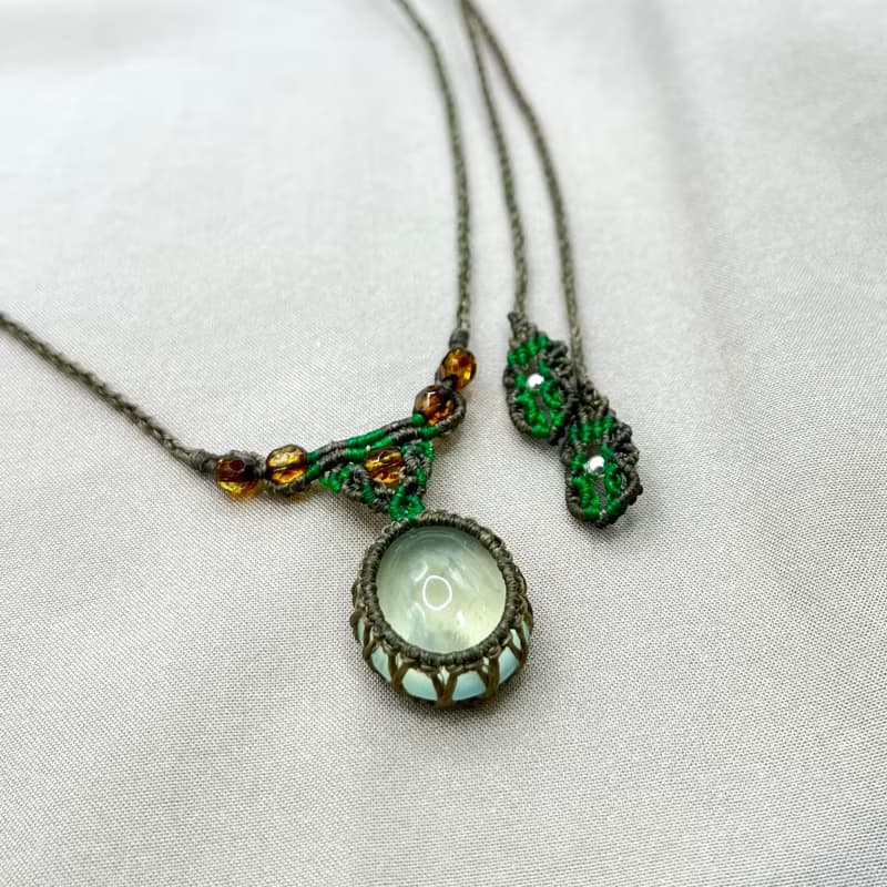 葡萄石/捷克珠編織項鍊