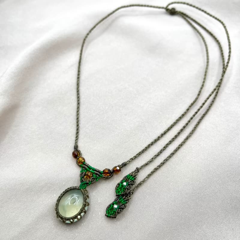 葡萄石/捷克珠編織項鍊