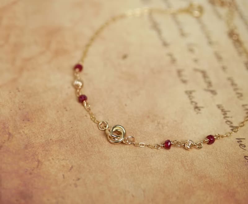 玫瑰之心 14kgf 天然紅寶石簡約手鍊(紅玫瑰)