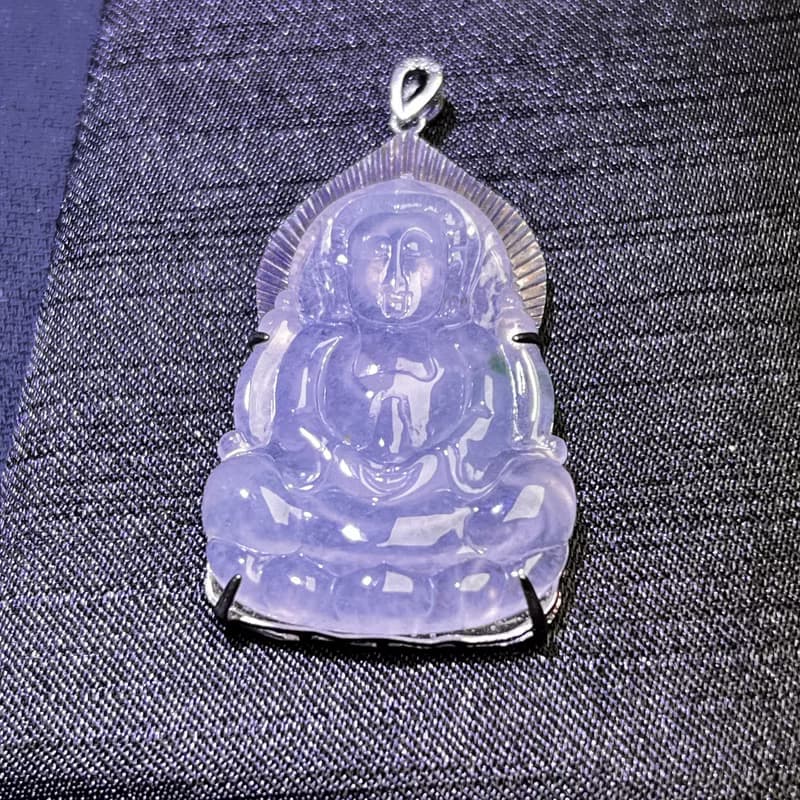 冰種翡翠觀音菩薩項鍊 925純銀 | 天然緬甸玉翡翠A貨 | 送禮
