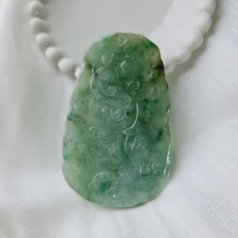 大塊冰飄花滿綠九龍牌 | 天然緬甸玉A貨翡翠
