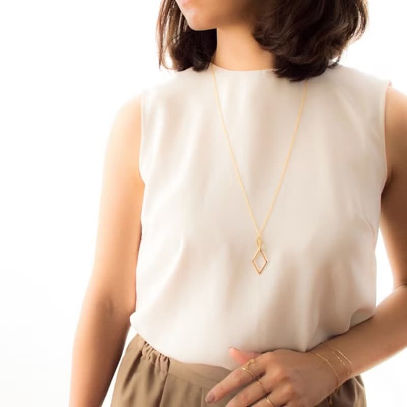Necklace/Rhombus Long Necklace/飾品 項鍊