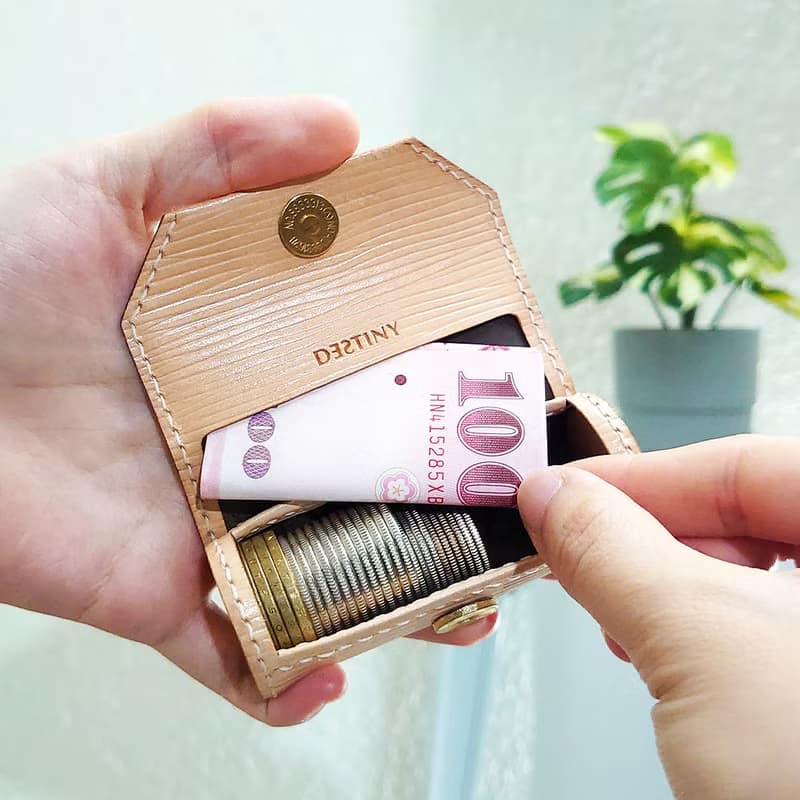 一筒金零錢包/草編紋款/原色