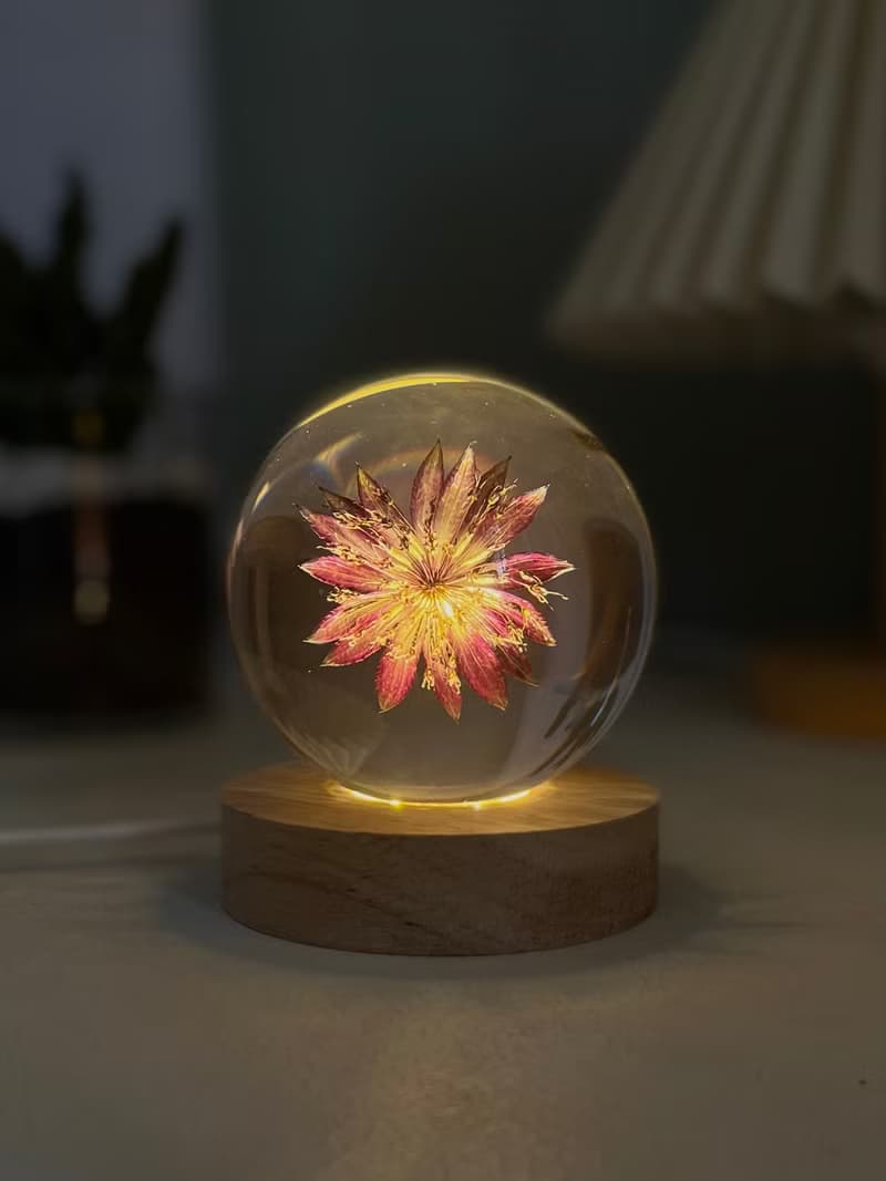 星芹環氧樹脂水晶球/植物標本紀念日禮物