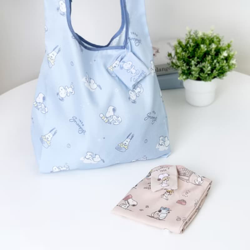 Peanuts Snoopy FlexBag超輕量折疊購物袋-史努比 附登山扣可吊掛